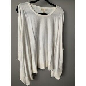 Michael Kors Women Drape Sweater XLarge Egg‎ White Soft Knit Cold Shoulder